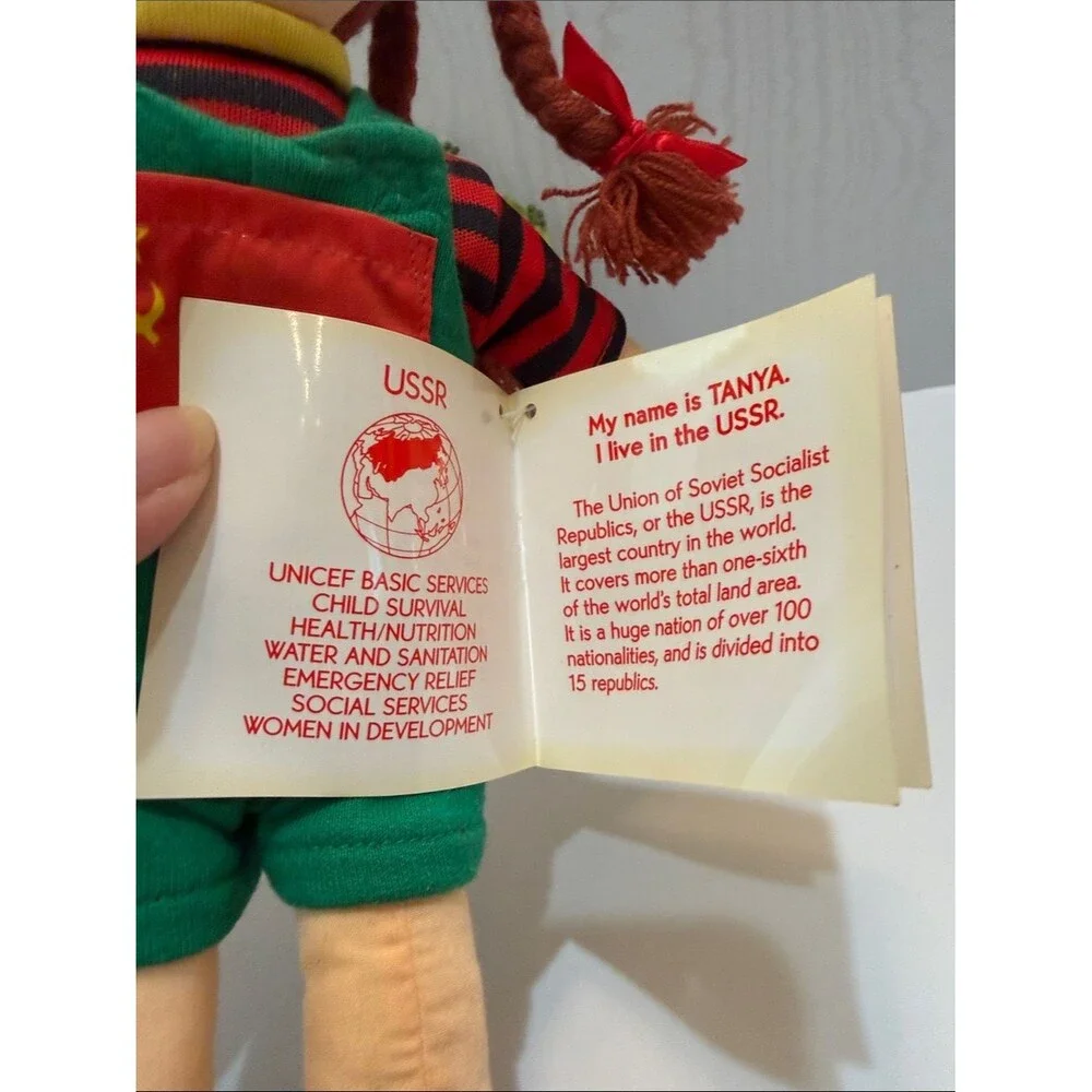 Vintage 90s UNICEF Kids USSR TANYA Doll with Original Booklet Russia Rag Doll
